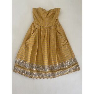 Girls from Savoy‎ Dress Womens 2 Yellow Anthropologie Paisley Bandana Print
